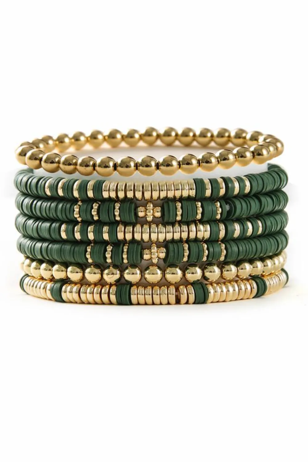 New Dear-Lover St Patricks Multi Layered Beaded Bracelet Set Vineyard Green