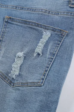 Online Dear-Lover Vintage Faded and Distressed Denim Shorts Sky Blue