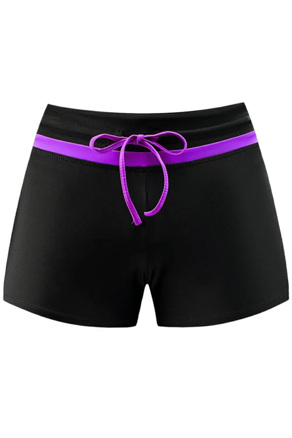 Outlet Dear-Lover Violet Strap Trim Black Women Swim Boardshort Black Purple