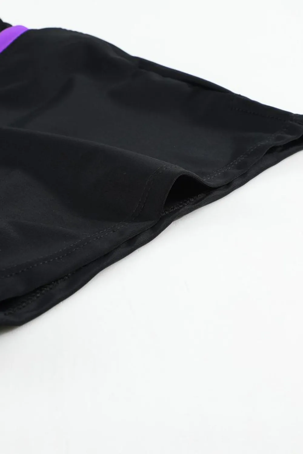 Outlet Dear-Lover Violet Strap Trim Black Women Swim Boardshort Black Purple