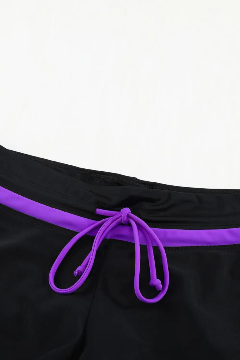 Outlet Dear-Lover Violet Strap Trim Black Women Swim Boardshort Black Purple