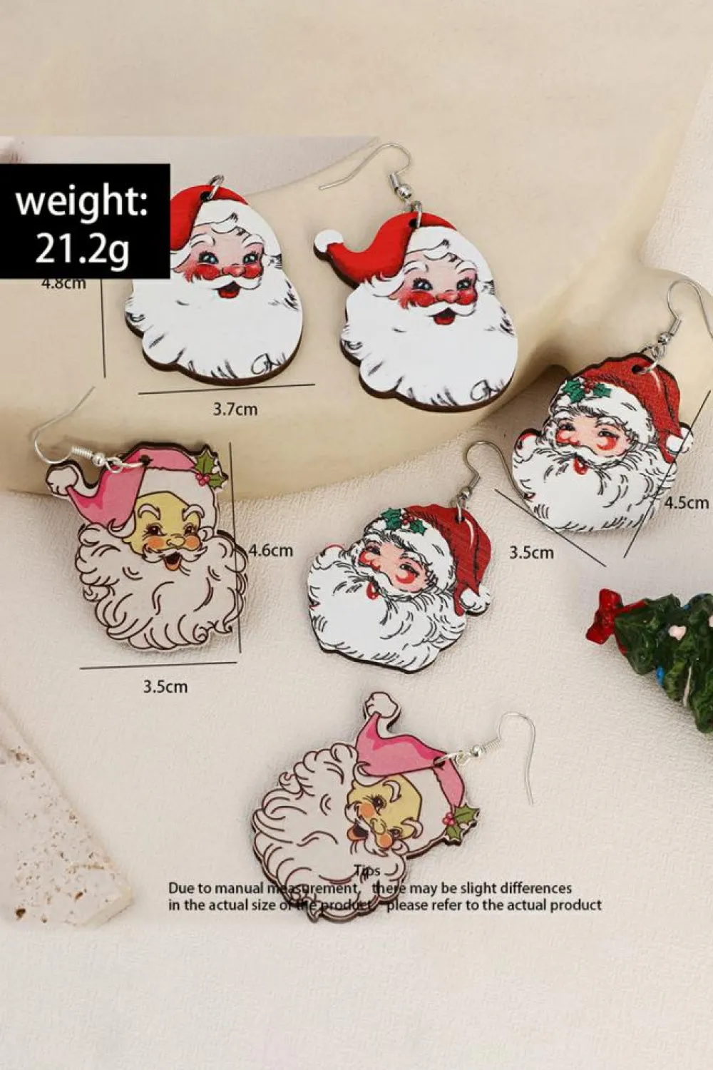 Fashion Dear-Lover 3 Pairs Christmas Santa Clause Pendant Hook Earrings White