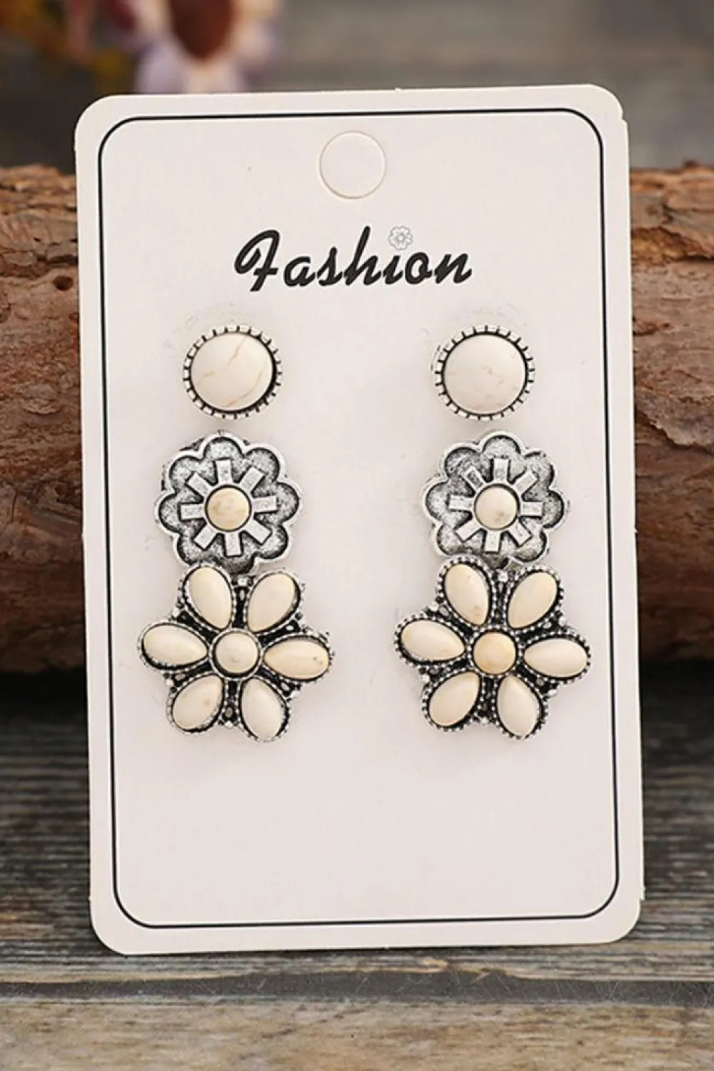 Outlet Dear-Lover 3 Pairs Western Turquoise Stud Earrings White