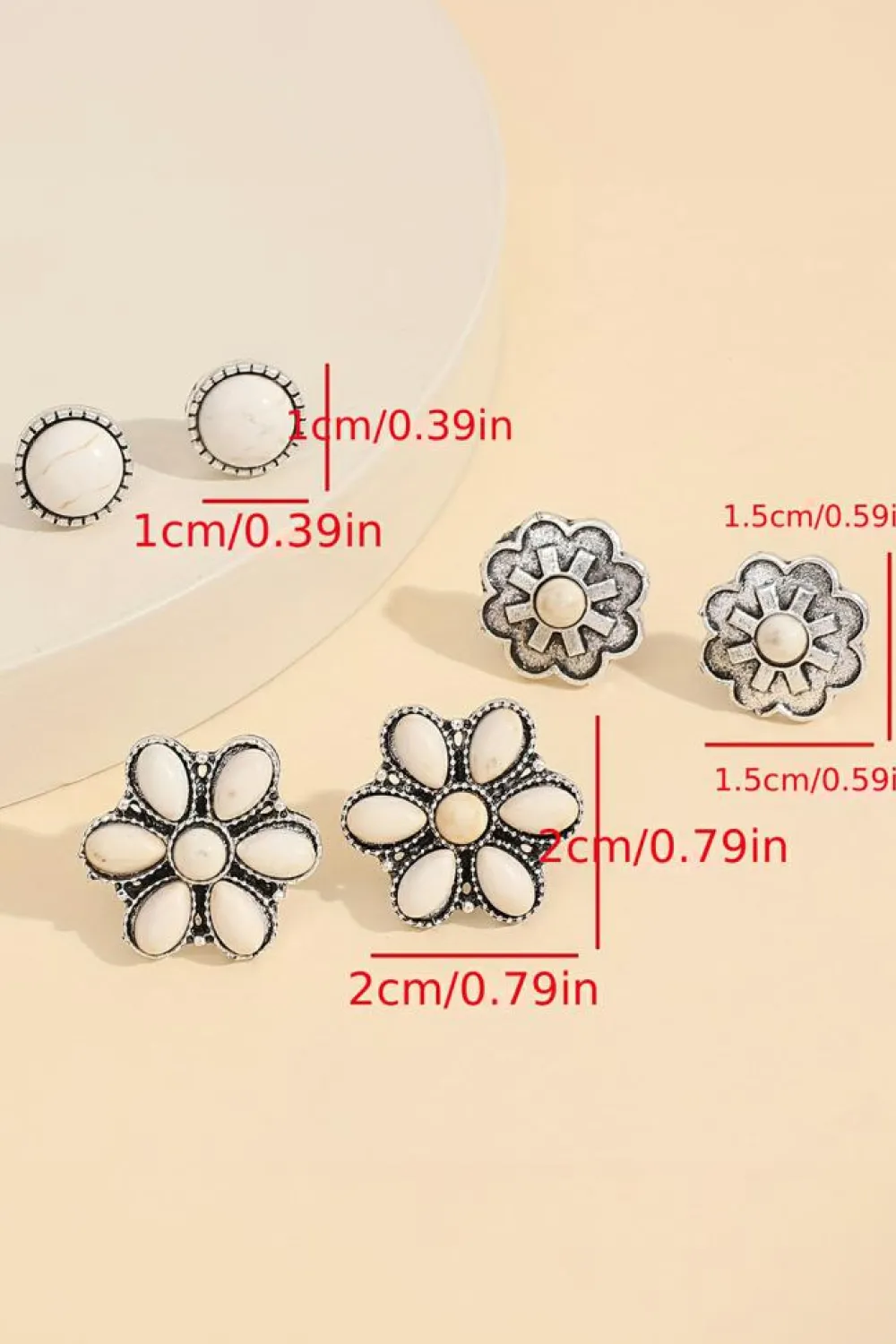 Outlet Dear-Lover 3 Pairs Western Turquoise Stud Earrings White