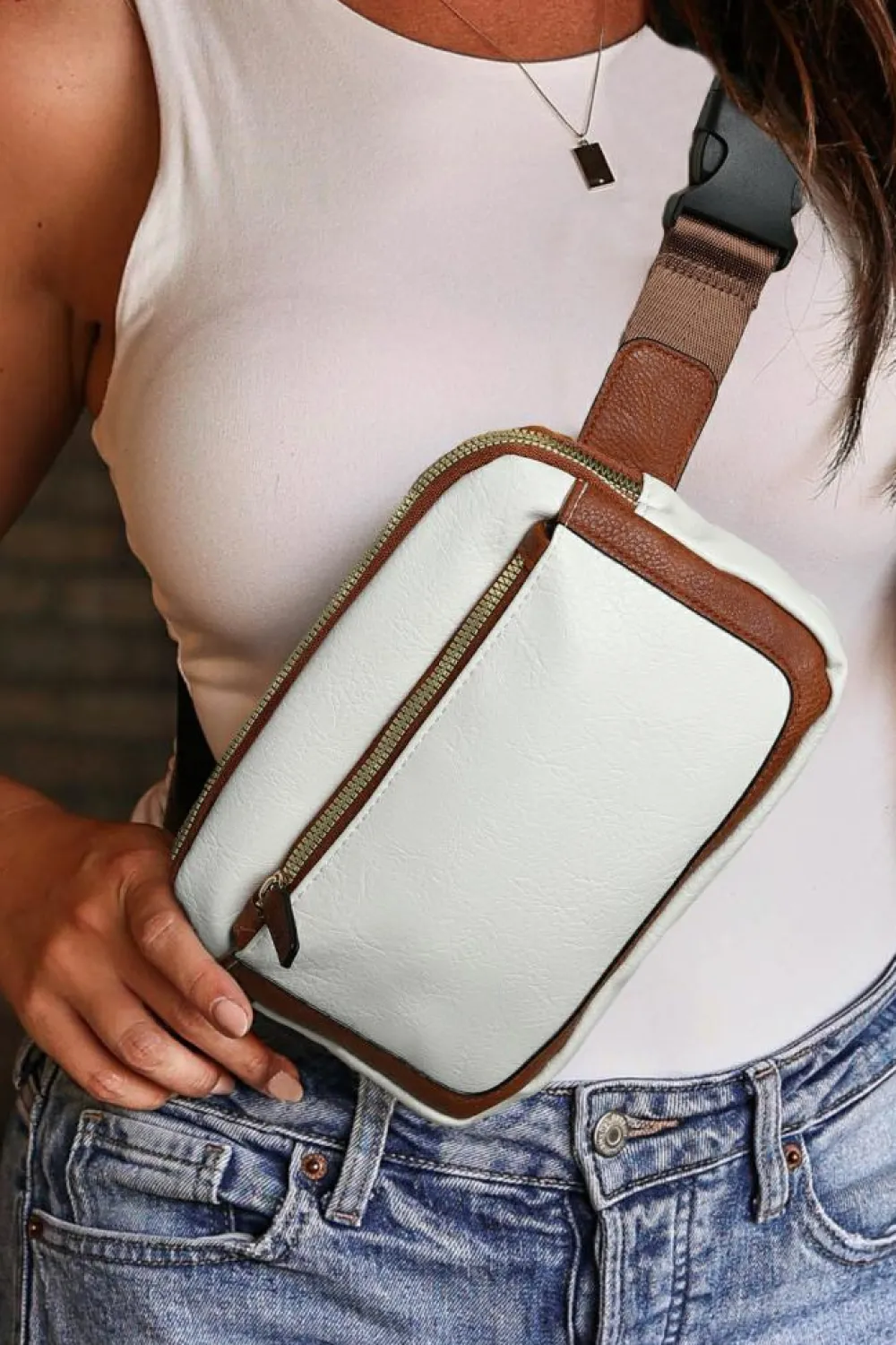 Fashion Dear-Lover Adjustable Strap Mini PU Leather Crossbody Bag White