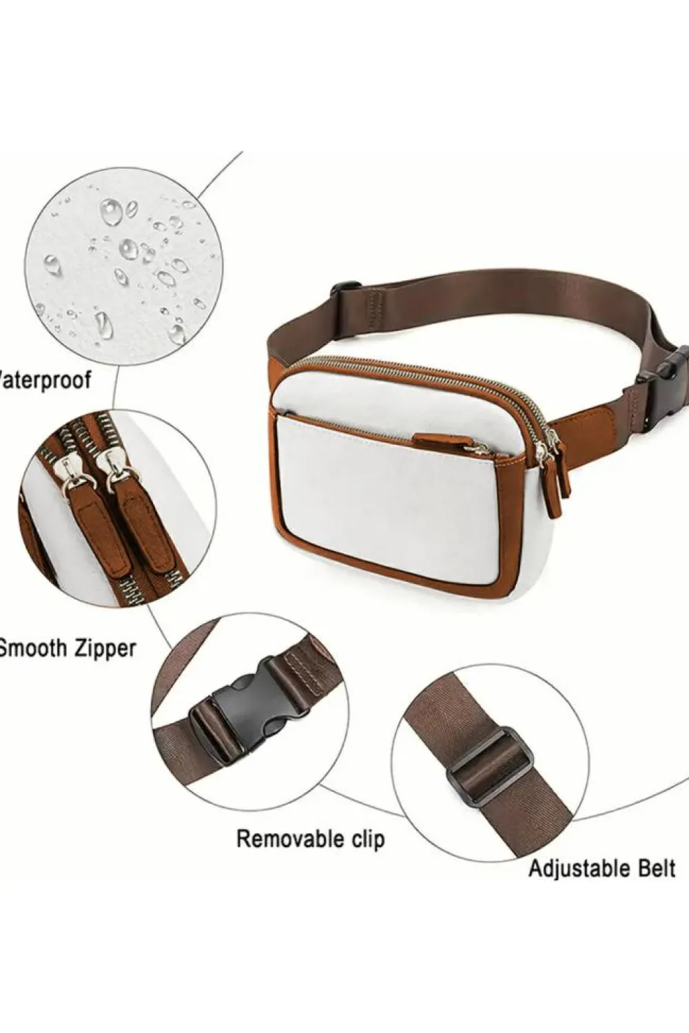 Fashion Dear-Lover Adjustable Strap Mini PU Leather Crossbody Bag White