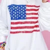 Discount Dear-Lover American Flag Graphic Drop Shoulder Loose Sweatshirt White