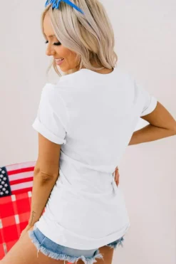 Sale Dear-Lover American Flag Graphic Fashion Tee White