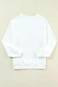 Discount Dear-Lover American Flag Graphic Drop Shoulder Loose Sweatshirt White