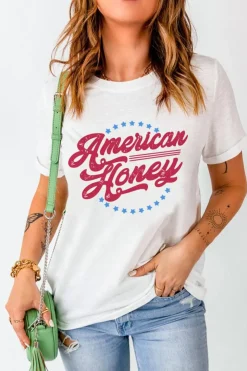 Clearance Dear-Lover American Honey Graphic Tee White