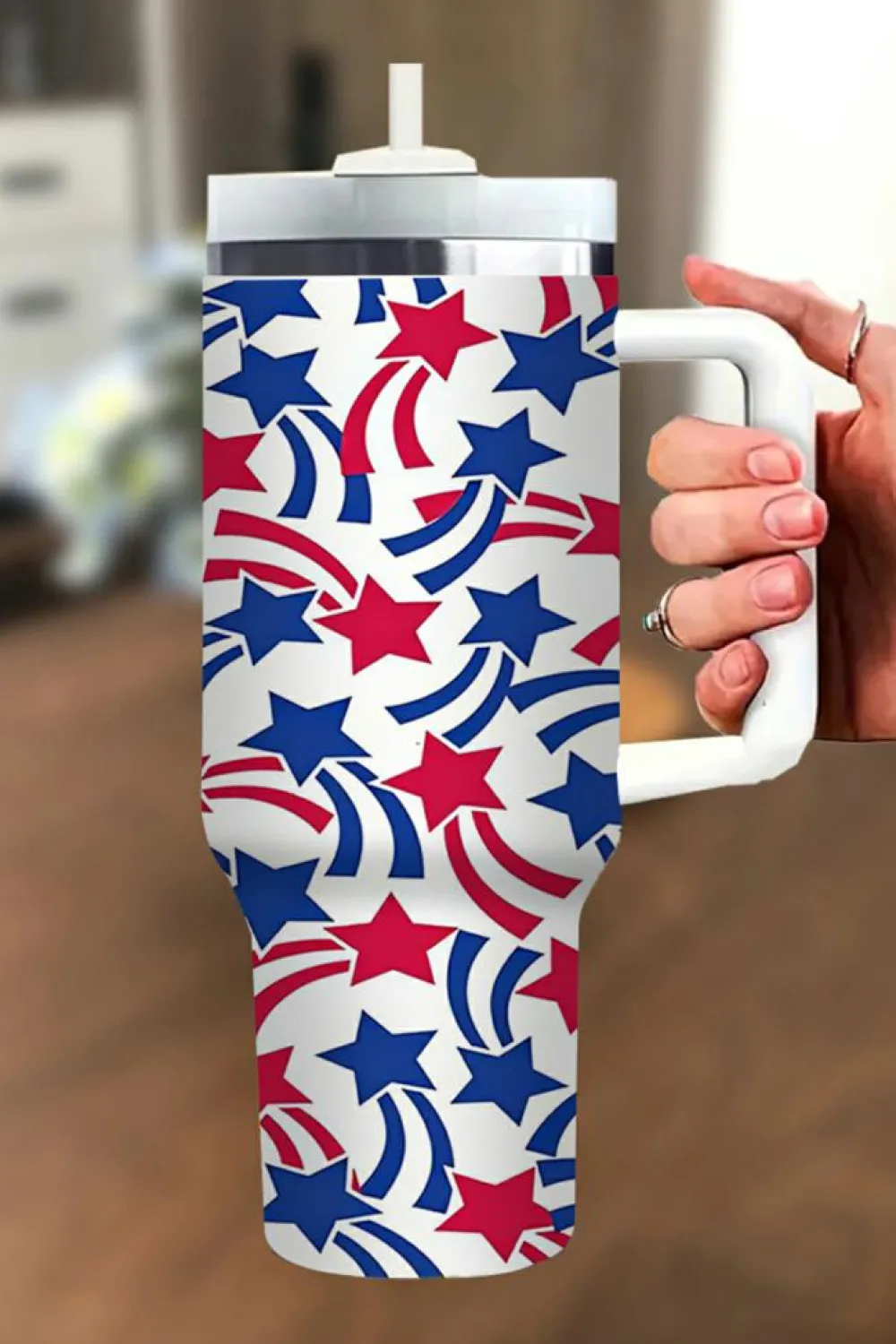 Clearance Dear-Lover American Stars Print Large Tumbler 40oz White