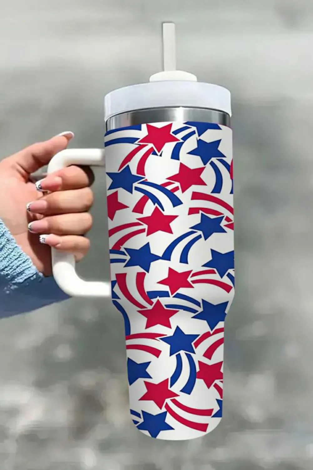 Clearance Dear-Lover American Stars Print Large Tumbler 40oz White