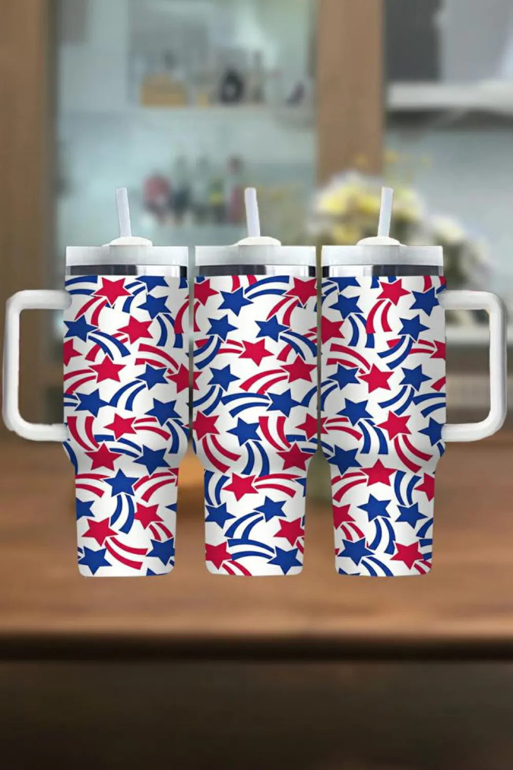 Clearance Dear-Lover American Stars Print Large Tumbler 40oz White
