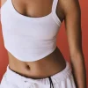 Fashion Dear-Lover Athletic Ribbed Cropped Cami Top White