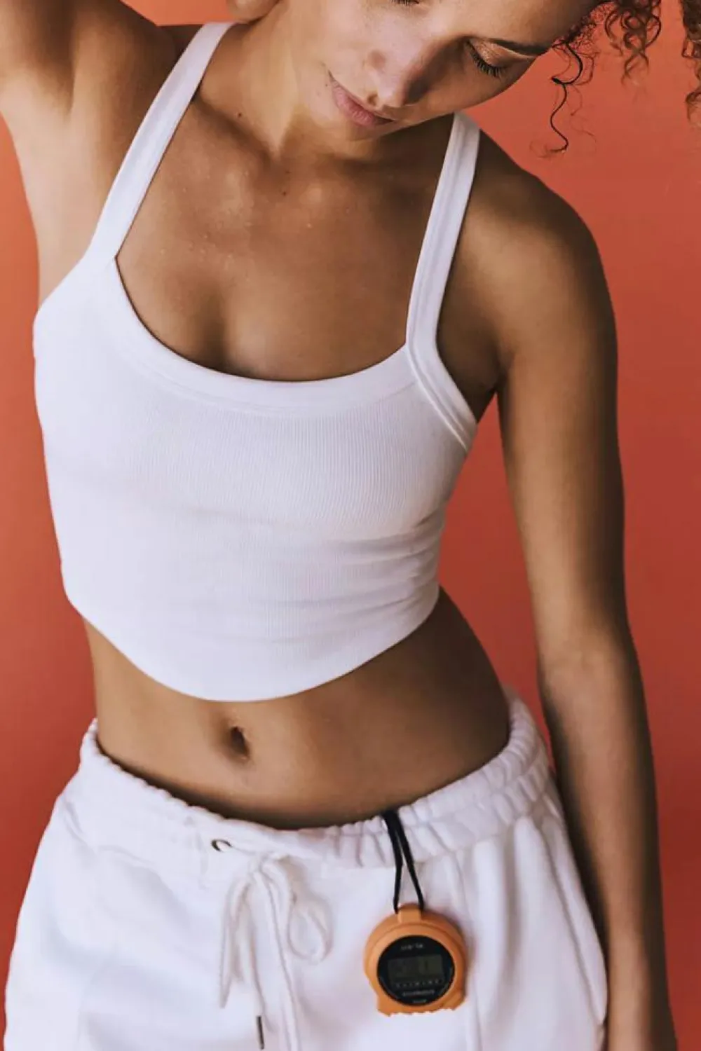 Fashion Dear-Lover Athletic Ribbed Cropped Cami Top White