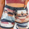 Clearance Dear-Lover Aztec Print Drawstring Waist Casual Shorts White