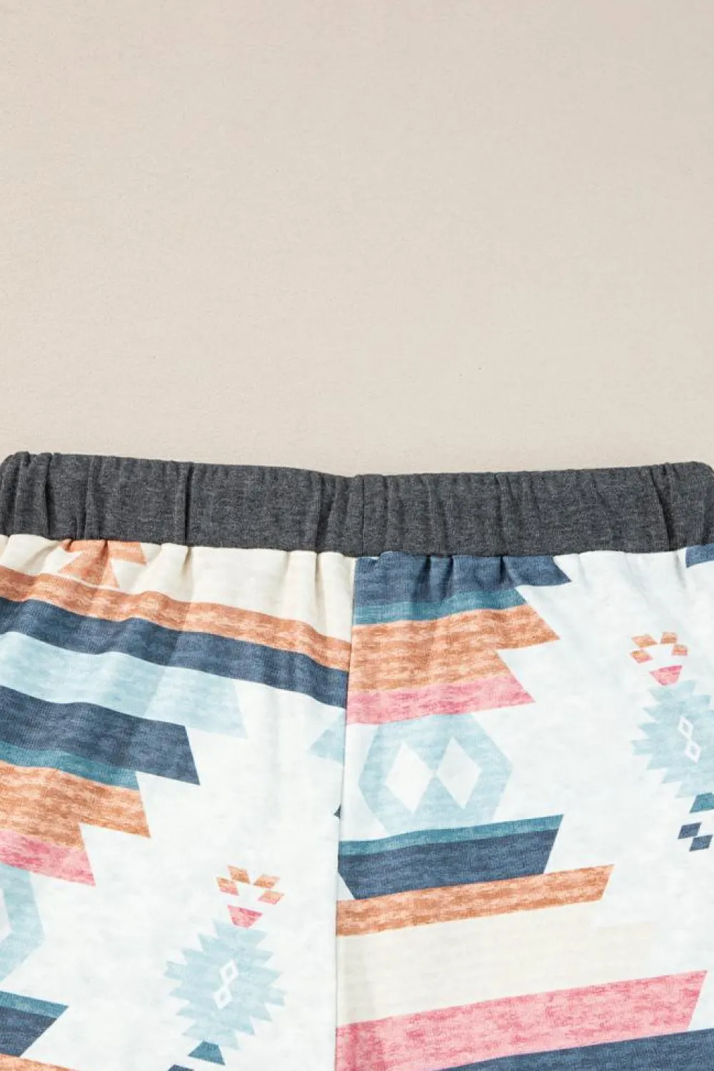 Clearance Dear-Lover Aztec Print Drawstring Waist Casual Shorts White