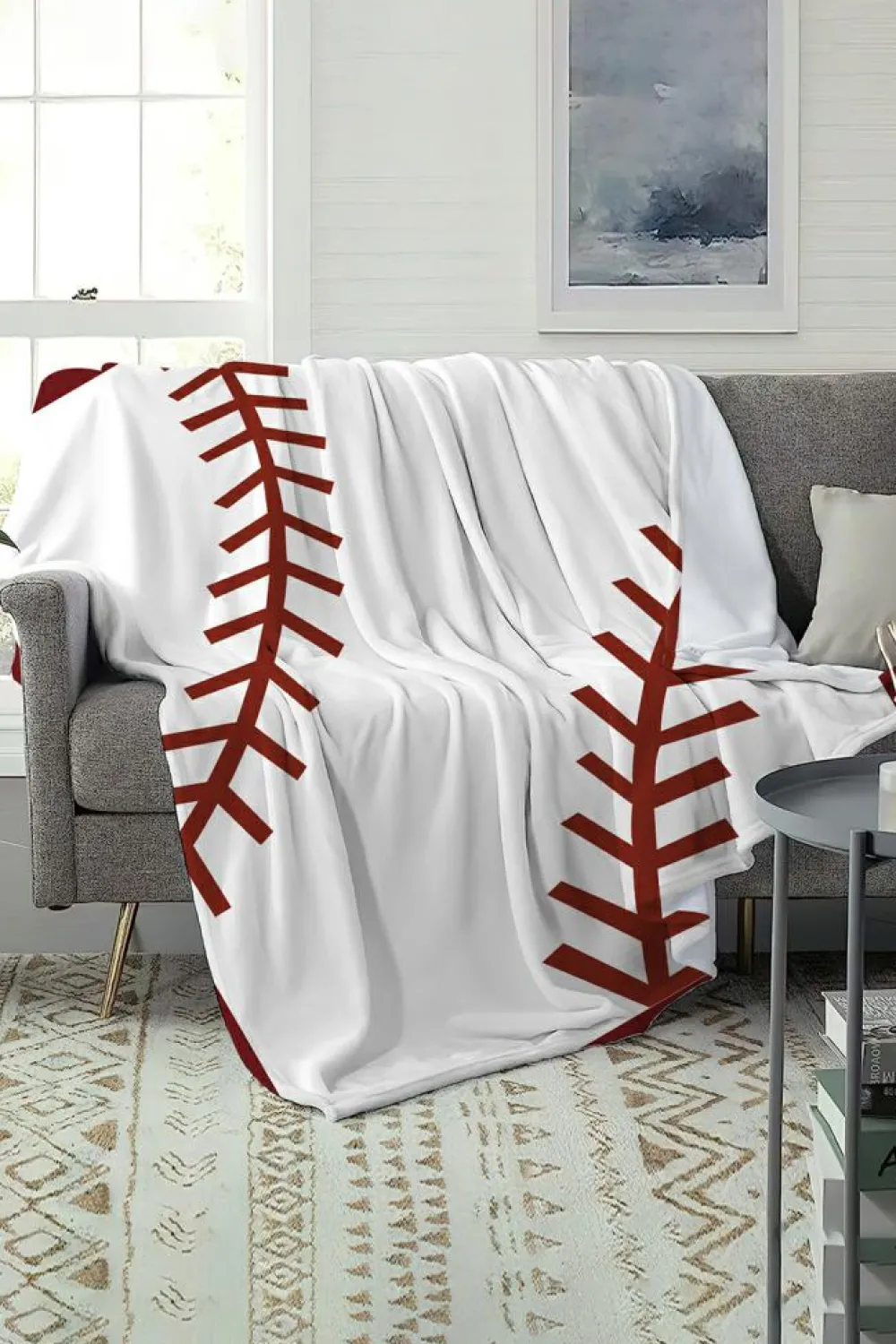 Sale Dear-Lover Ball Game Fashion Fleece Blanket White