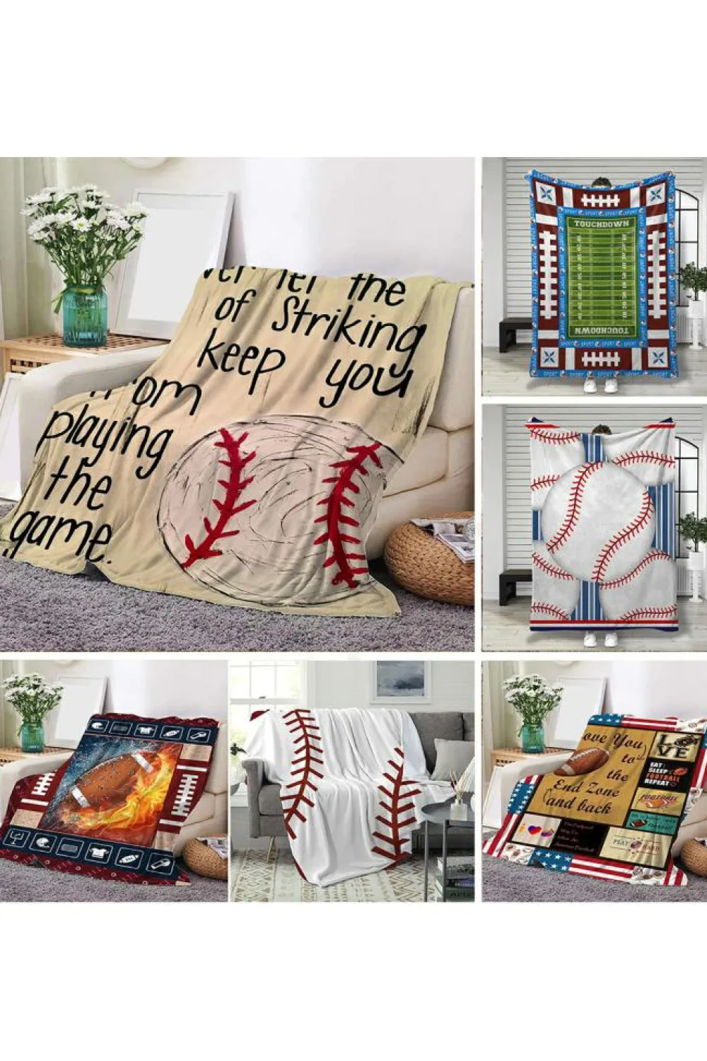 Sale Dear-Lover Ball Game Fashion Fleece Blanket White