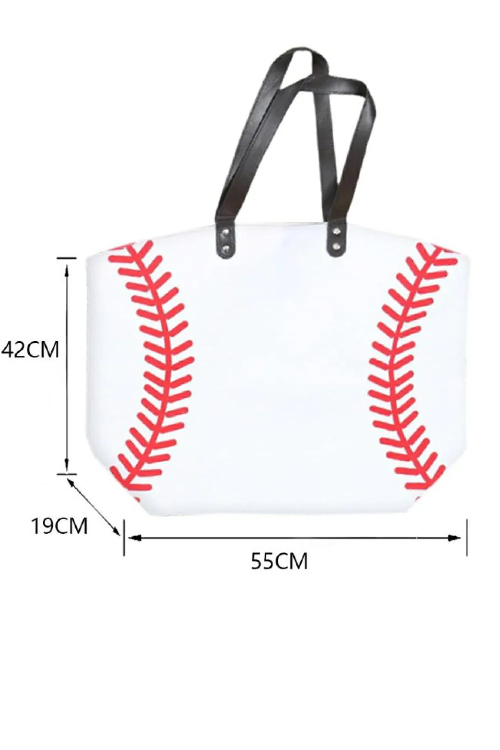 Outlet Dear-Lover Baseball Pattern Canvas Large Tote Bag White