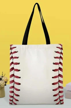 Hot Dear-Lover Baseball Print Canvas Tote Bag White