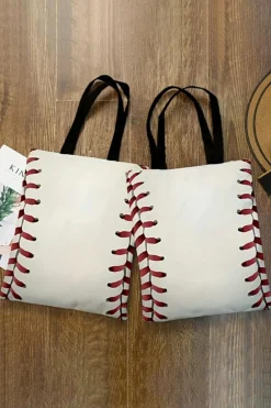 Hot Dear-Lover Baseball Print Canvas Tote Bag White