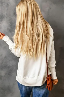 New Dear-Lover Batwing Sleeve Pocketed Henley Hoodie White