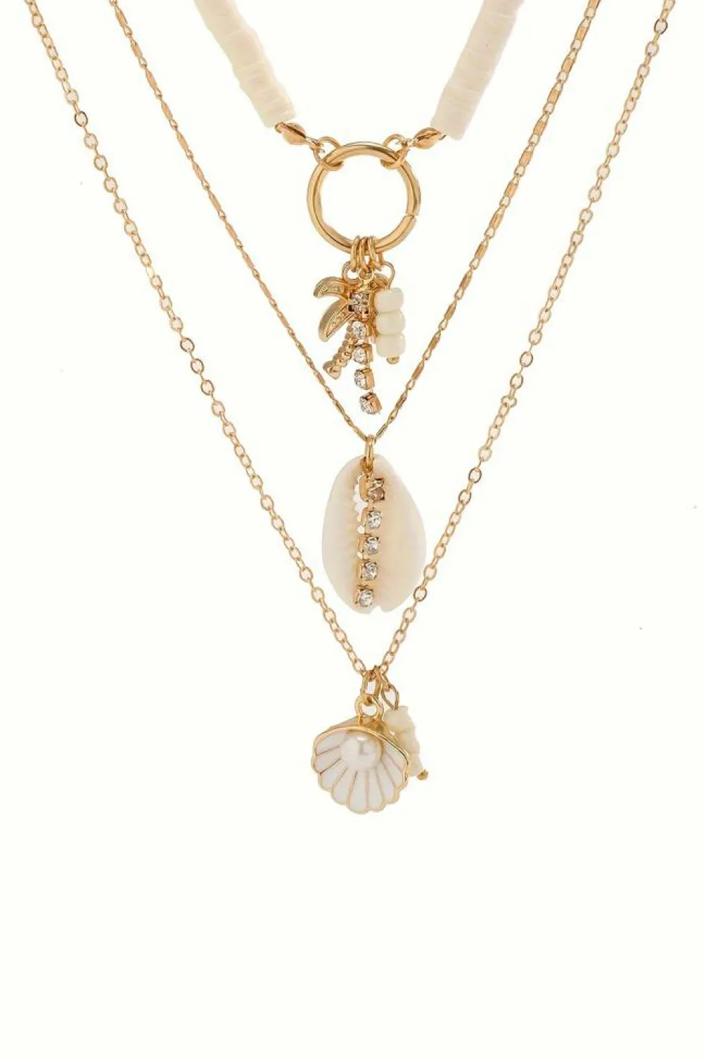 Sale Dear-Lover Beach Seashell Multi Layered Pendant Necklace White