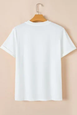 Fashion Dear-Lover Believe Christmas Father Graphic Crewneck T Shirt White