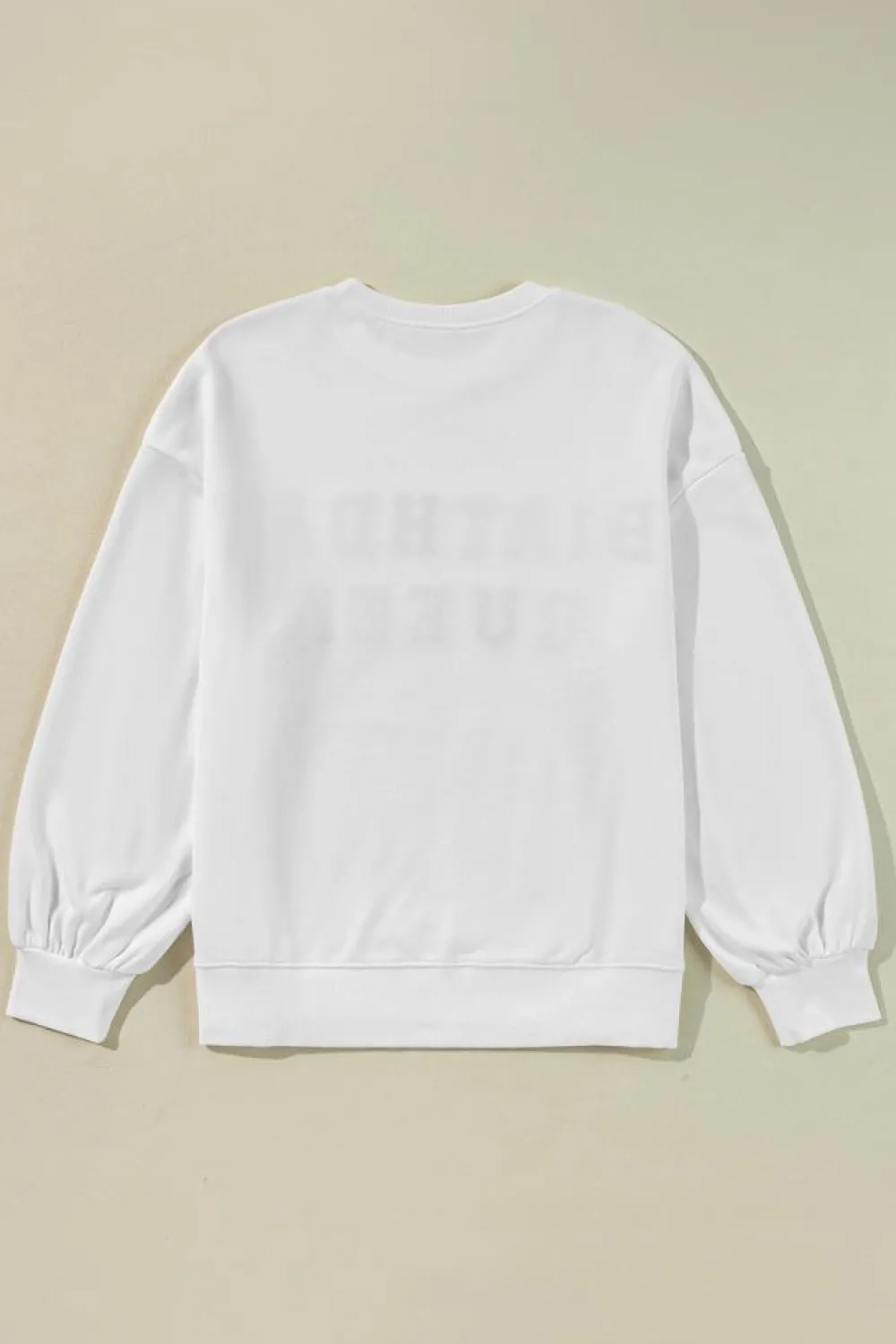 Discount Dear-Lover BIRTHDAY QUEEN Graphic Balloon Sleeve Sweatshirt White