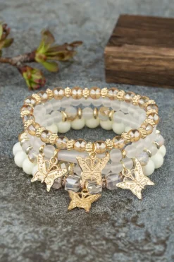 Discount Dear-Lover Bohemian Butterfly Beaded 4Pcs Bracelet Set White