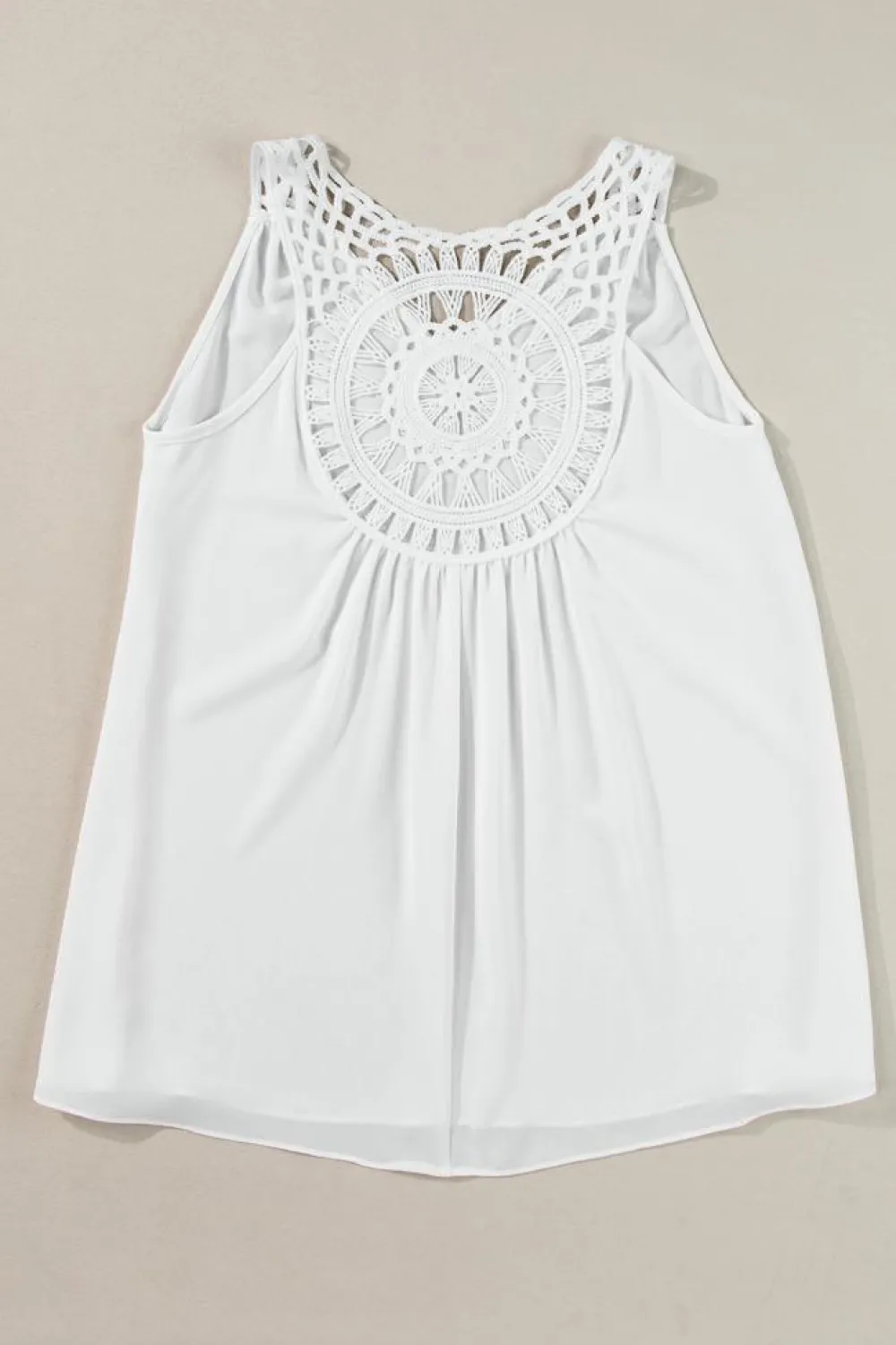 New Dear-Lover Bohemian Crochet Patchwork Sleeveless Tunic White