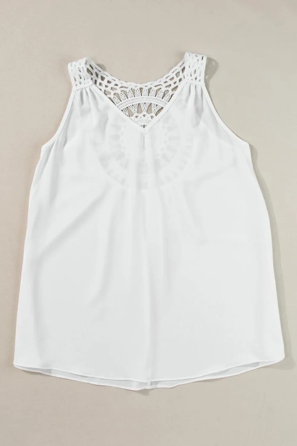 New Dear-Lover Bohemian Crochet Patchwork Sleeveless Tunic White