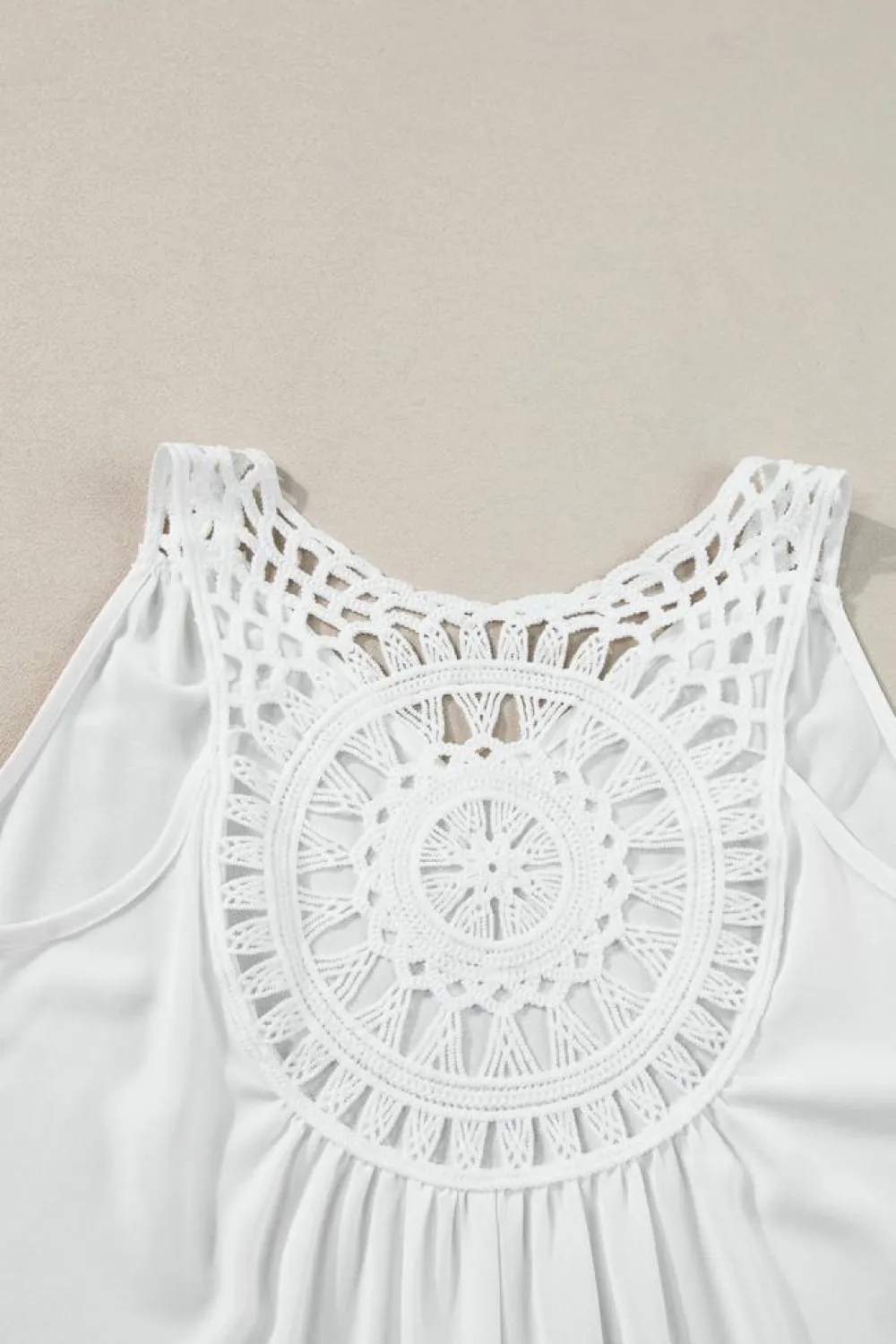 New Dear-Lover Bohemian Crochet Patchwork Sleeveless Tunic White