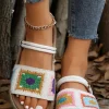 Hot Dear-Lover Boho Floral Crochet Two Way Wear Slippers White