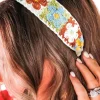 Sale Dear-Lover Boho Flower Crochet Cloth Wide Headband White