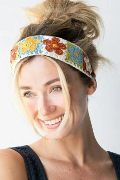 Sale Dear-Lover Boho Flower Crochet Cloth Wide Headband White