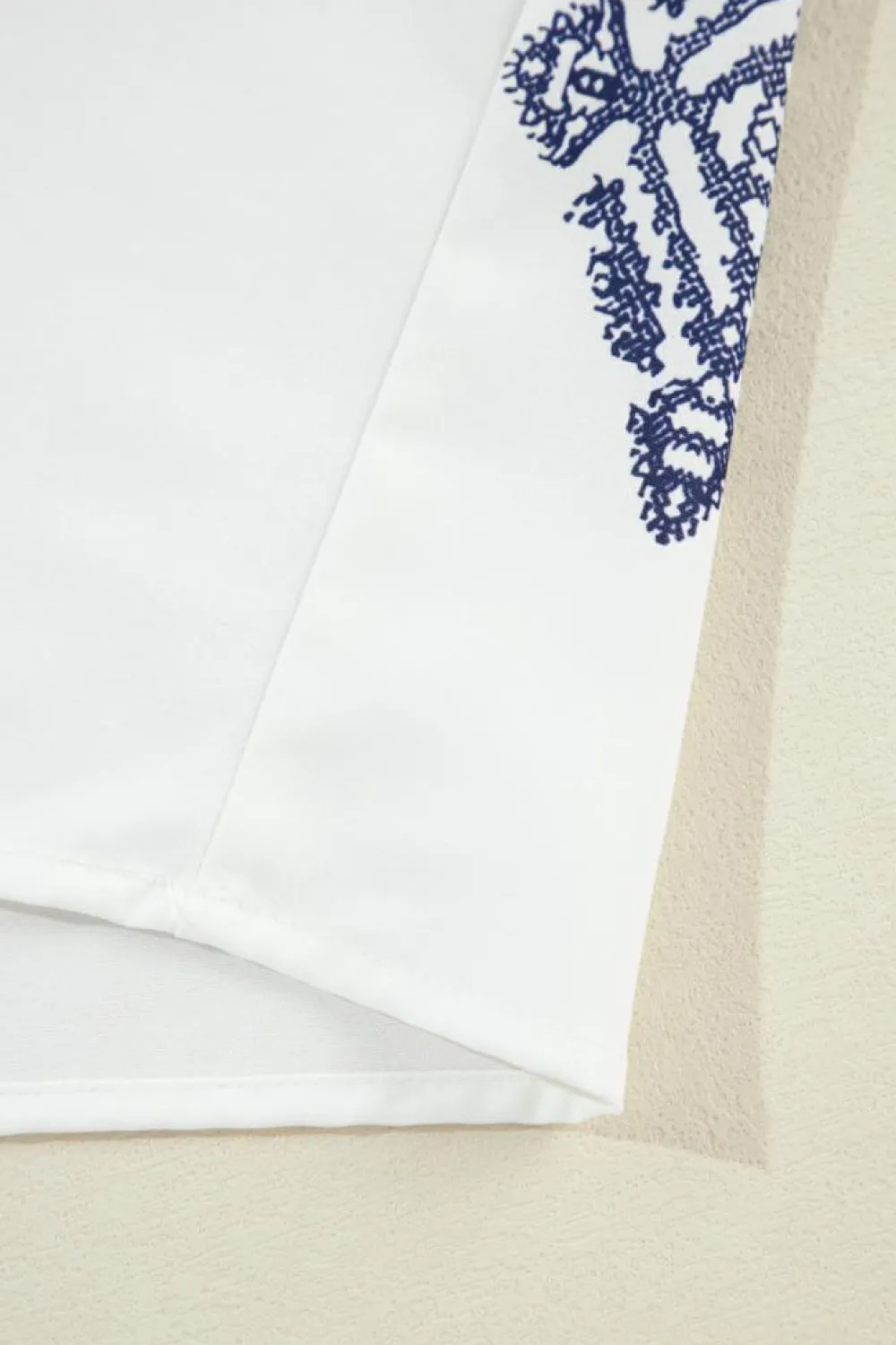 Best Dear-Lover Boho Geometric Print Bracelet Sleeve V Neck Blouse White