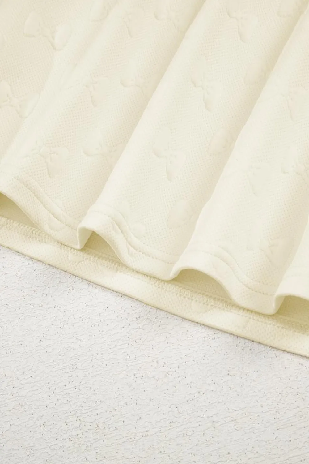Online Dear-Lover Bow Jacquard Ruffle Sleeve Short 2pcs Outfit White
