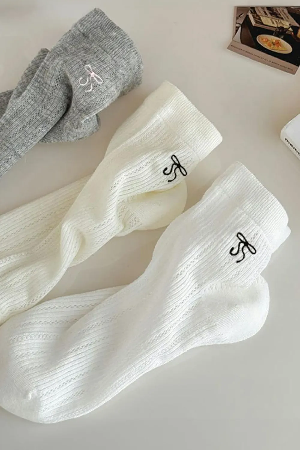 Hot Dear-Lover Bow Knot Ankle Socks White