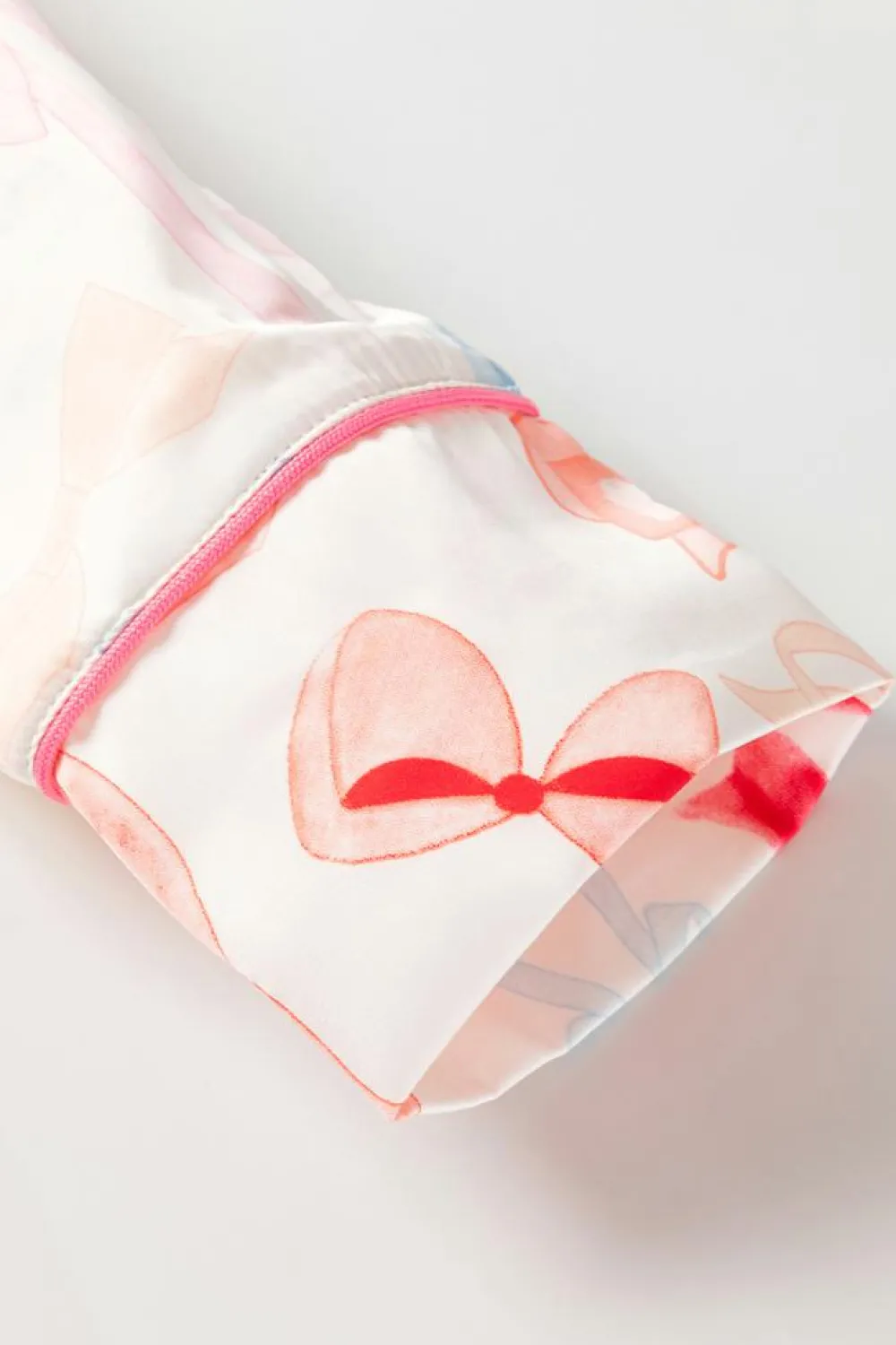 Clearance Dear-Lover Bow Knot Print Lapel Collar Wide Leg Satin Pajama Set White
