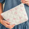 Outlet Dear-Lover Bow Knot Print Zipper Quilted Large Cosmetic Bag White