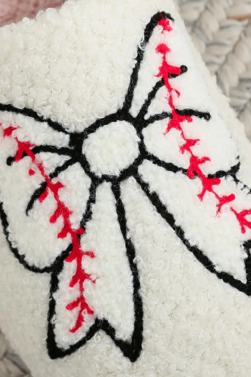 Clearance Dear-Lover Bow Knot Rugby Pattern Plush Warm Slippers White