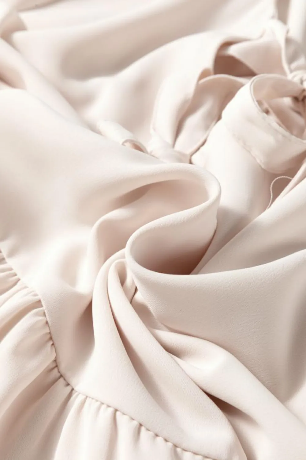 Online Dear-Lover Bow Tie Short Puff Sleeve Ruffle Hem Blouse White