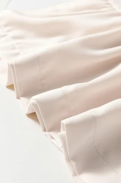 Online Dear-Lover Bow Tie Short Puff Sleeve Ruffle Hem Blouse White