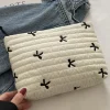 Hot Dear-Lover Bow Ties Print Quilted Large Capacity Makeup Bag White