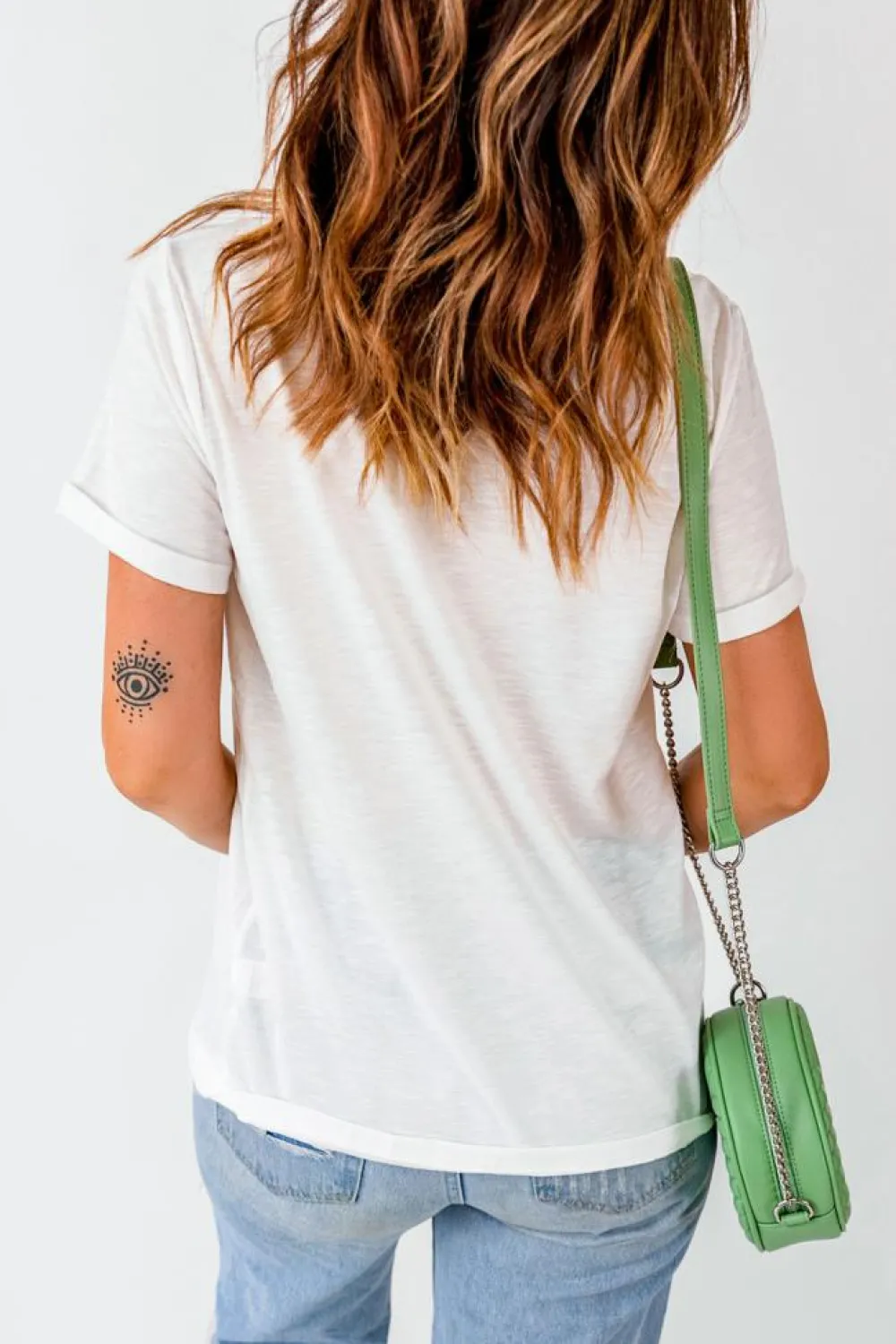 Clearance Dear-Lover Bowknot & Cowgirl Boots Graphic Tee White