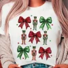 Outlet Dear-Lover Bowknot Nutcracker Printed Crewneck Christmas T Shirt White