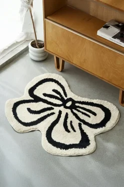 Hot Dear-Lover Bowknot Pattern Irregular Soft Door Mat White