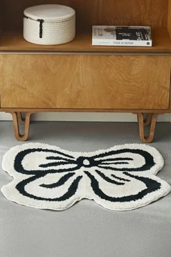 Hot Dear-Lover Bowknot Pattern Irregular Soft Door Mat White